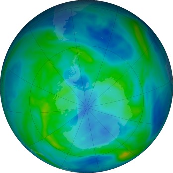 Antarctic ozone map for 2024-04-18